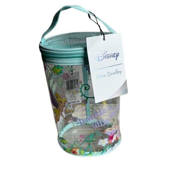 NWT Disney Vera Bradley Tinker Bell Clear Cosmetic Bag With Handle & Zipper - Picture 3 of 6